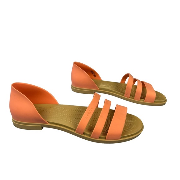 Crocs Tulum Open Toe Flats Womens Coral Strappy Sandals Size 8 - Picture 2 of 13
